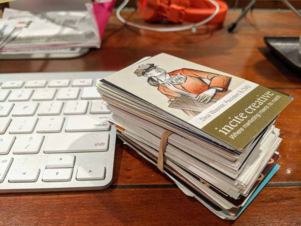 stack of Incite Creative business cards