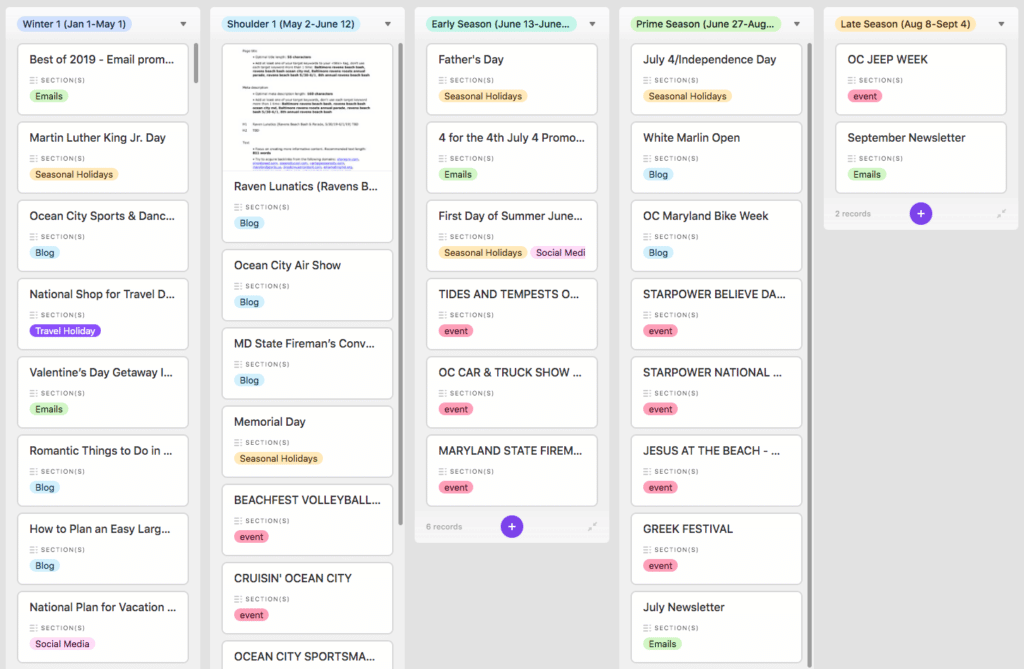 Vantage Airtable Kanban view