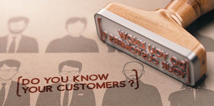 3D illustration of a rubber stamp with the phrase do you know your customers