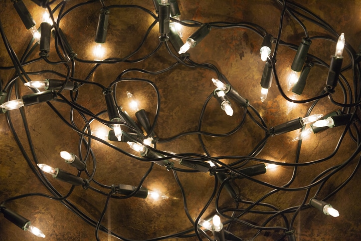 Tangled Christmas string lights