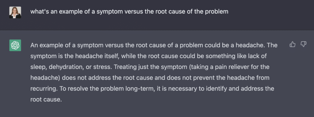 symptom vs problem